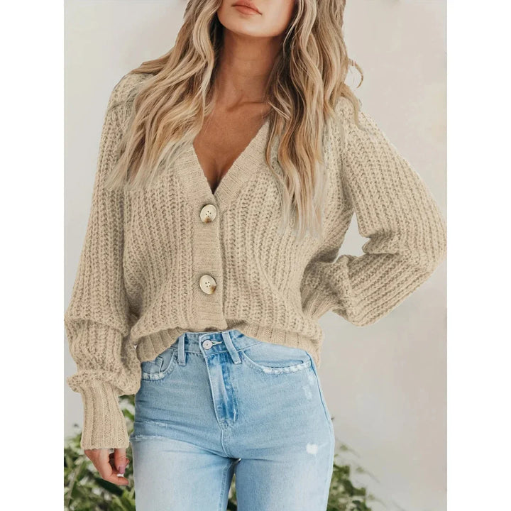 Damen Strickjacke mit Knopfleiste und langen Ärmeln