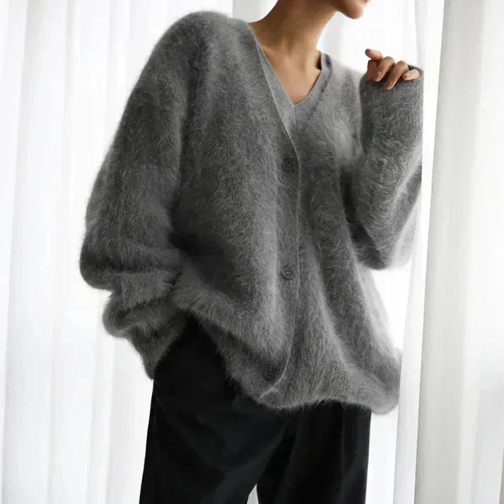 Dunkelgraue Damen Strickjacke mit Knöpfen, weichem Finish und leichtem, strapazierfähigem Material für vielseitigen…