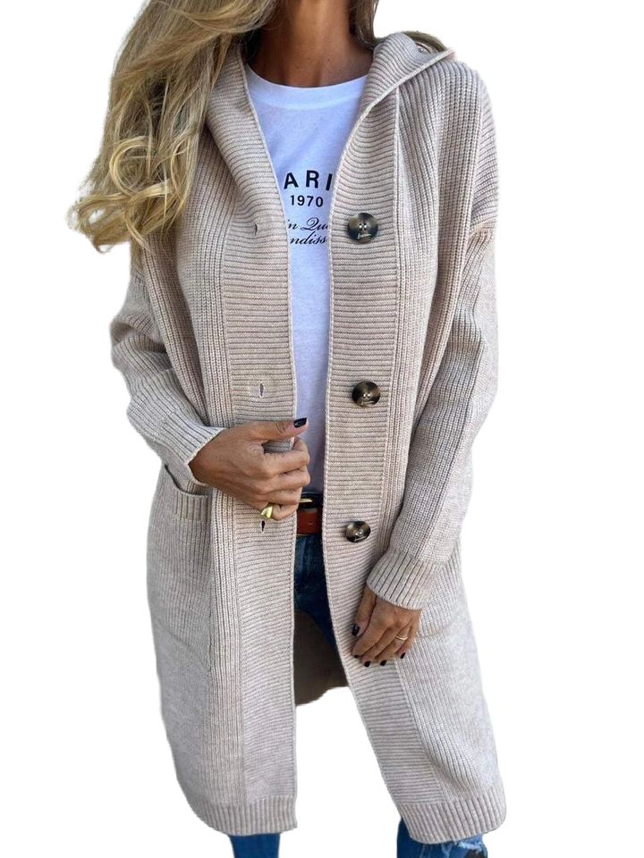 Damen Strickjacke mit Schalkragen und Knopfverschluss