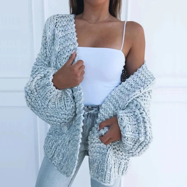 Damen Strickjacke Oversized mit Strukturmuster