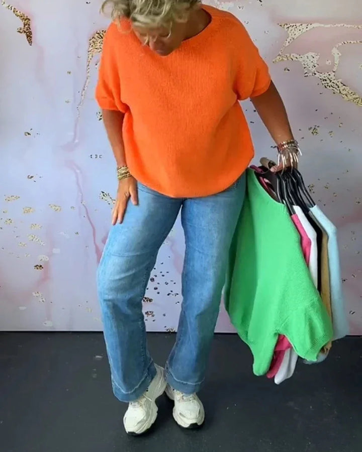 "Damen Strickpullover aus weicher Baumwolle, lockere Passform, Rundhalsausschnitt, ideal für lässige Freizeitlooks."