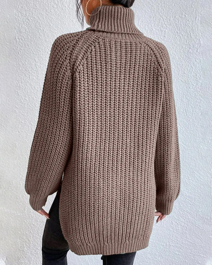 Damen Strickpullover mit Rollkragen, lockerer Schnitt aus weicher Baumwolle, ideal für lässige Anlässe.
