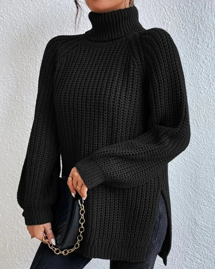 Damen Strickpullover mit Rollkragen, lockerem Schnitt, aus weicher Wolle, ideal für gemütliche Herbsttage.