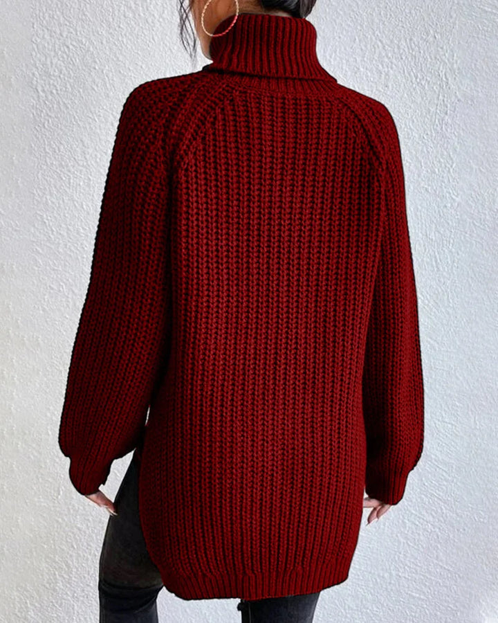 Damen Strickpullover aus weicher Baumwolle, Rollkragen und lässiger Schnitt für bequemes Tragen im Alltag.