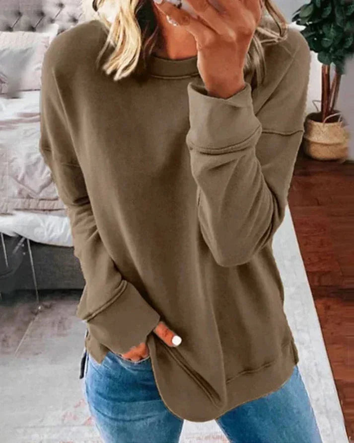 Lässiger Damen Pullover mit Rundhalsausschnitt
