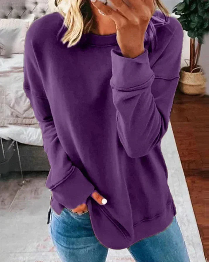 Lässiger Damen Pullover mit Rundhalsausschnitt