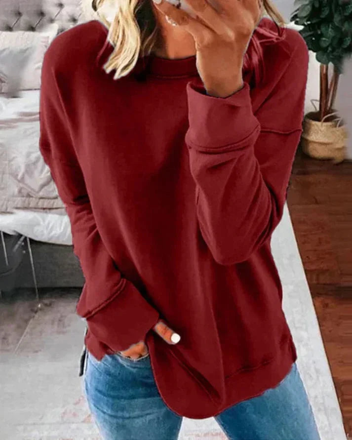 Lässiger Damen Pullover mit Rundhalsausschnitt