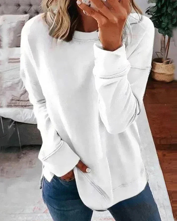 Lässiger Damen Pullover mit Rundhalsausschnitt
