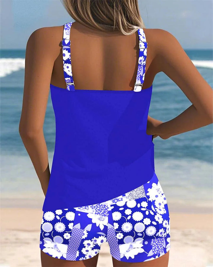 Damen Tankini Set mit Blumenmuster und Shorts