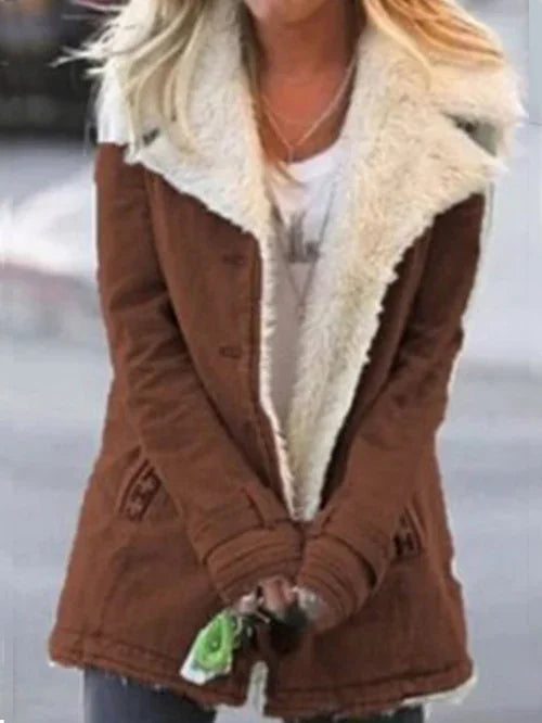 Damen Winterjacke mit Plüschfutter und Reißverschluss