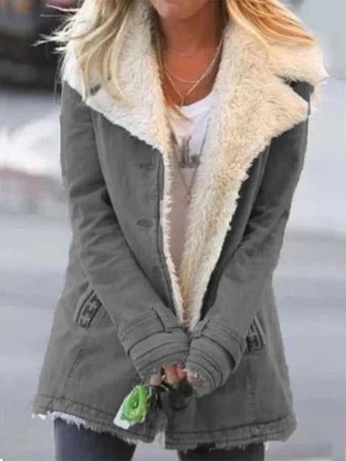 Damen Winterjacke mit Plüschfutter und Reißverschluss