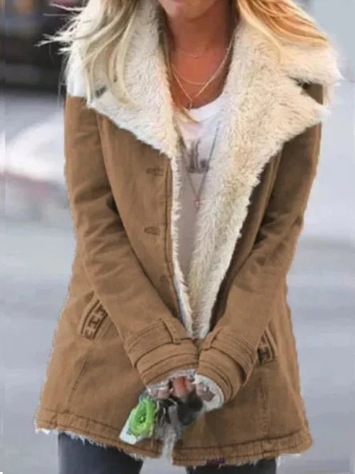 Damen Winterjacke mit Plüschfutter und Reißverschluss