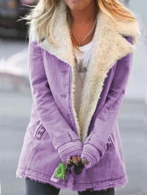 Damen Winterjacke mit Plüschfutter und Reißverschluss