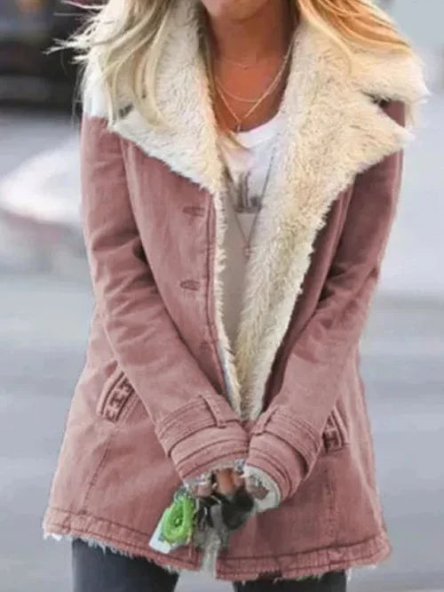 Damen Winterjacke mit Plüschfutter und Reißverschluss