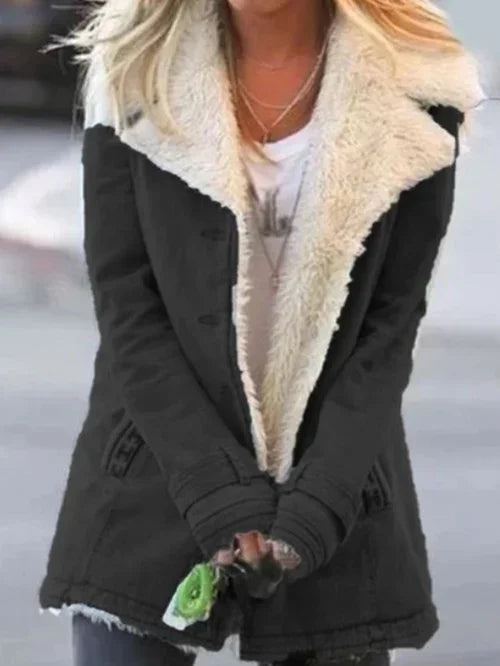 Damen Winterjacke mit Plüschfutter und Reißverschluss