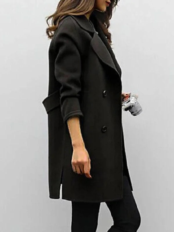 Damen Trenchcoat in klassischem Design, langer Schnitt, Doppelreiher und Reverskragen aus leichtem, strapazierfähigem…