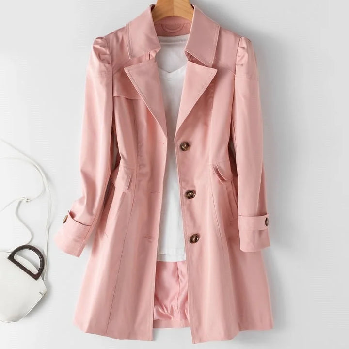 Damen Trenchcoat mit Knopfverschluss und Taschendetails