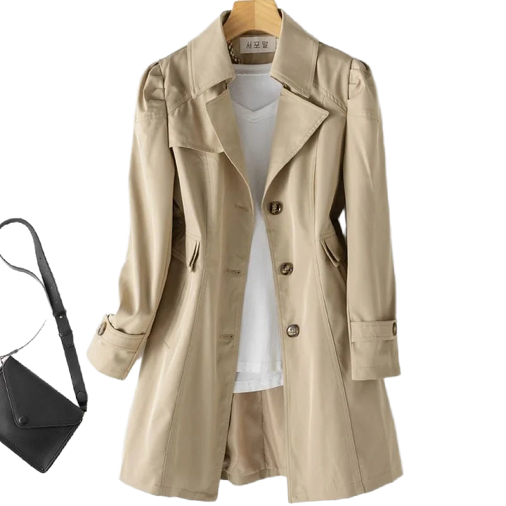 Damen Trenchcoat mit Knopfverschluss und Taschendetails