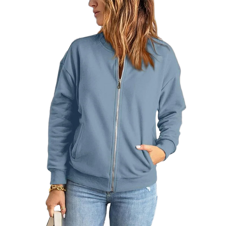 Damen Bomberjacke mit Reißverschluss und Seitentaschen