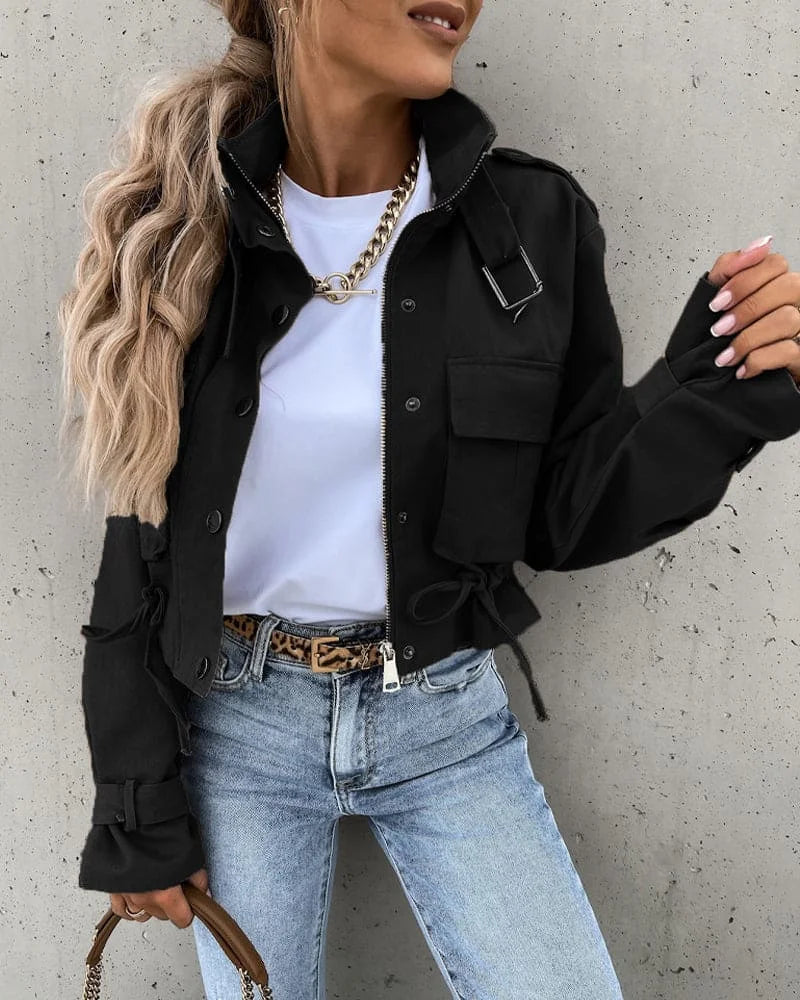 Damen Utility Übergangsjacke aus robuster Baumwolle, mit praktischen Taschen und durchgehendem Reißverschluss für…