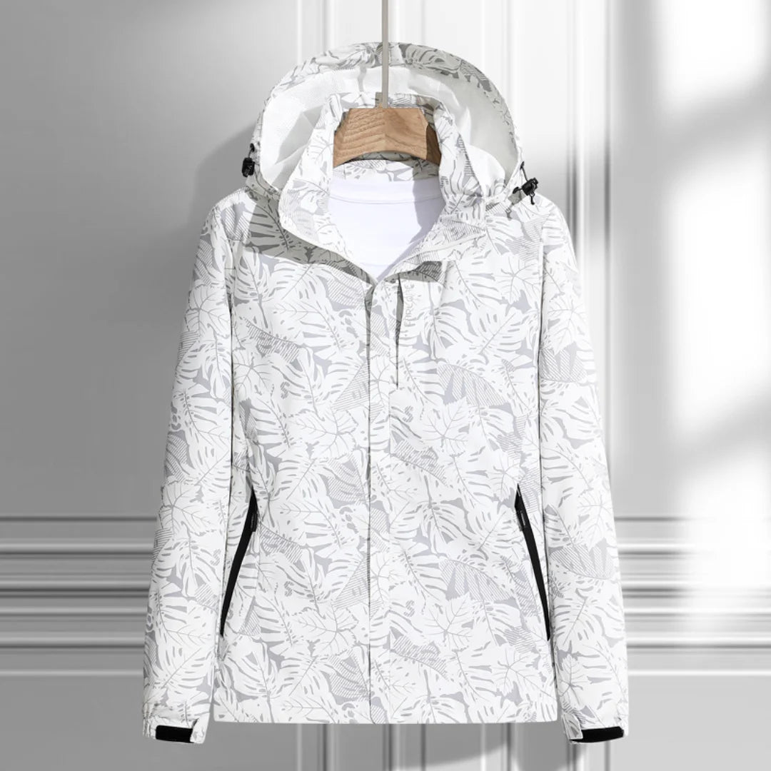 Regenjacke mit Kapuze für Frauen mit Muster und Taschen