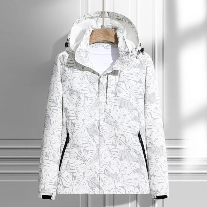Regenjacke mit Kapuze für Frauen mit Muster und Taschen