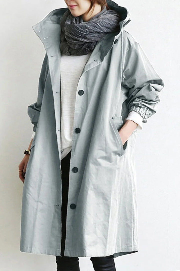 Damen Wasserdichter Trenchcoat mit Kapuze