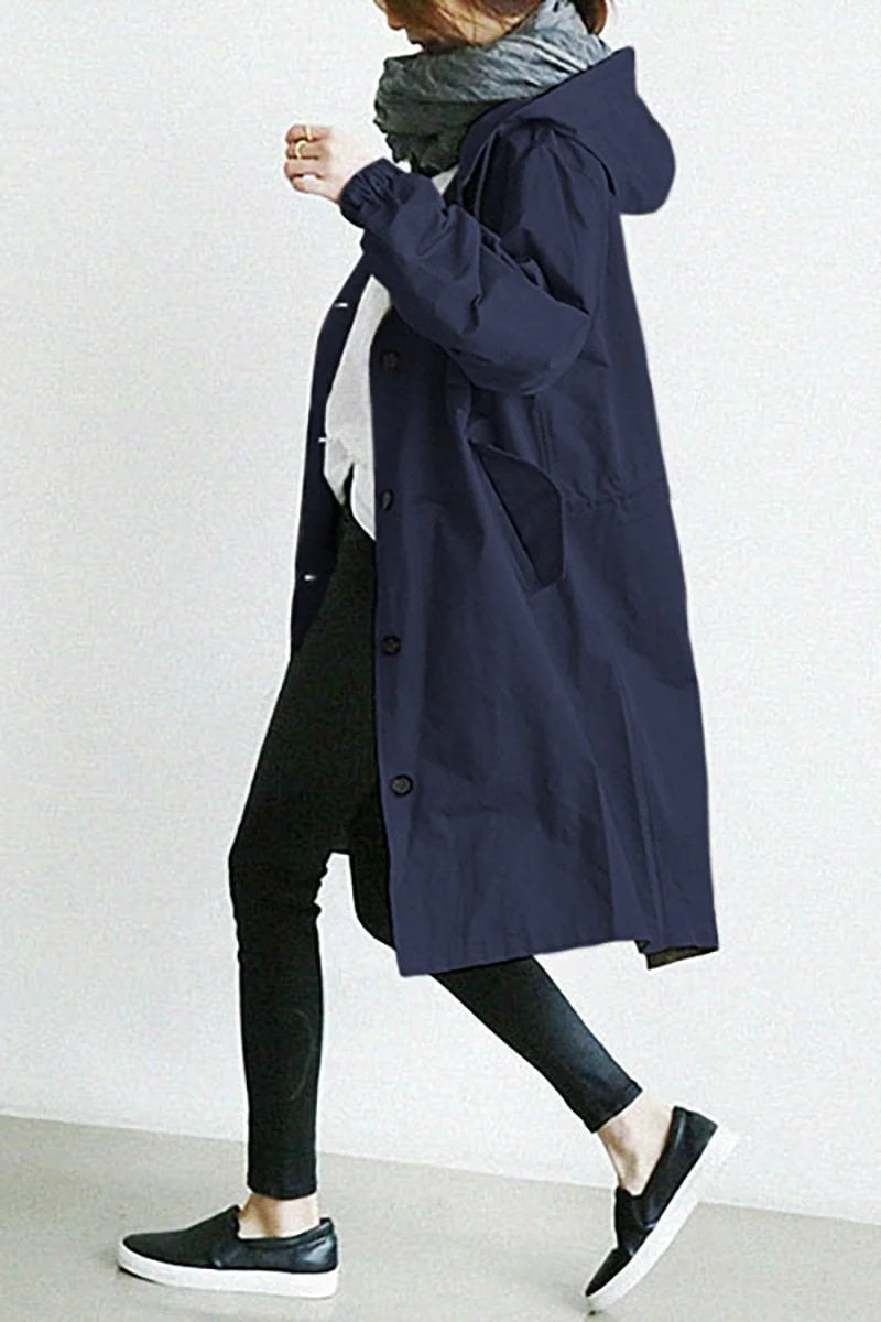 Damen Wasserdichter Trenchcoat mit Kapuze