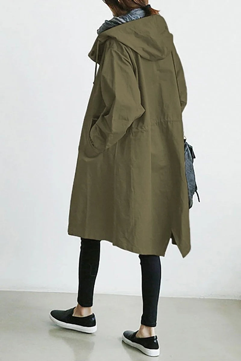 Damen Wasserdichter Trenchcoat mit Kapuze
