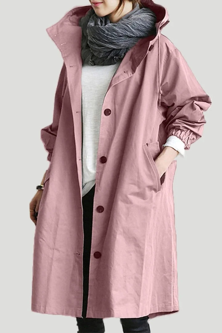 Damen Wasserdichter Trenchcoat mit Kapuze
