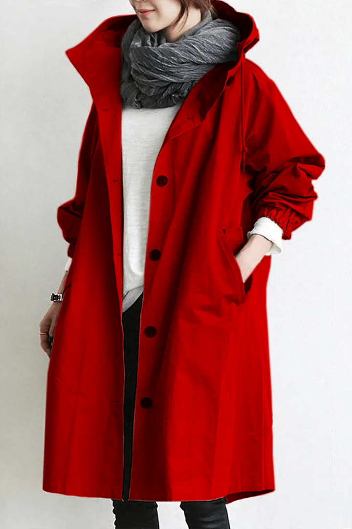 Damen Wasserdichter Trenchcoat mit Kapuze