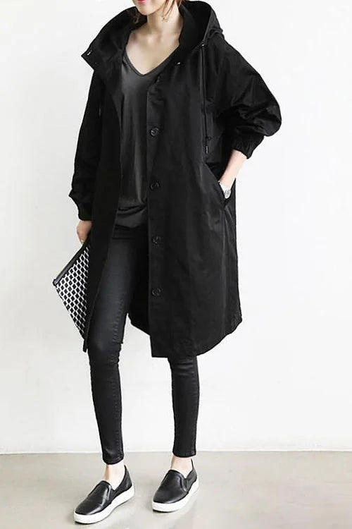 Damen Wasserdichter Trenchcoat mit Kapuze