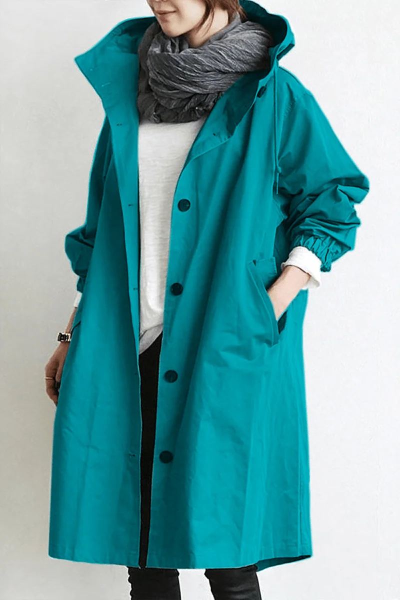 Damen Wasserdichter Trenchcoat mit Kapuze
