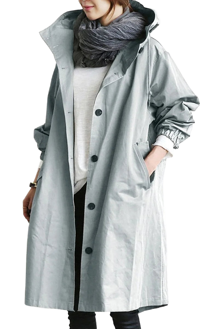 Damen Wasserdichter Trenchcoat mit Kapuze