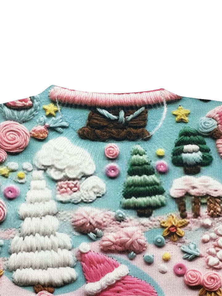 Damen Weihnachtspullover aus weichem Baumwollmix mit 3D-Motiv und langen Ärmeln, perfekt für die kalte Jahreszeit.