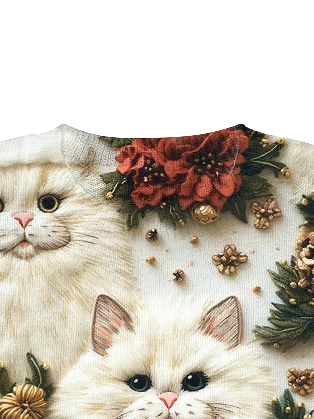 Damen Weihnachtspullover aus weichem Material mit Katzenmotiv und langen Ärmeln, ideal für festliche Anlässe.