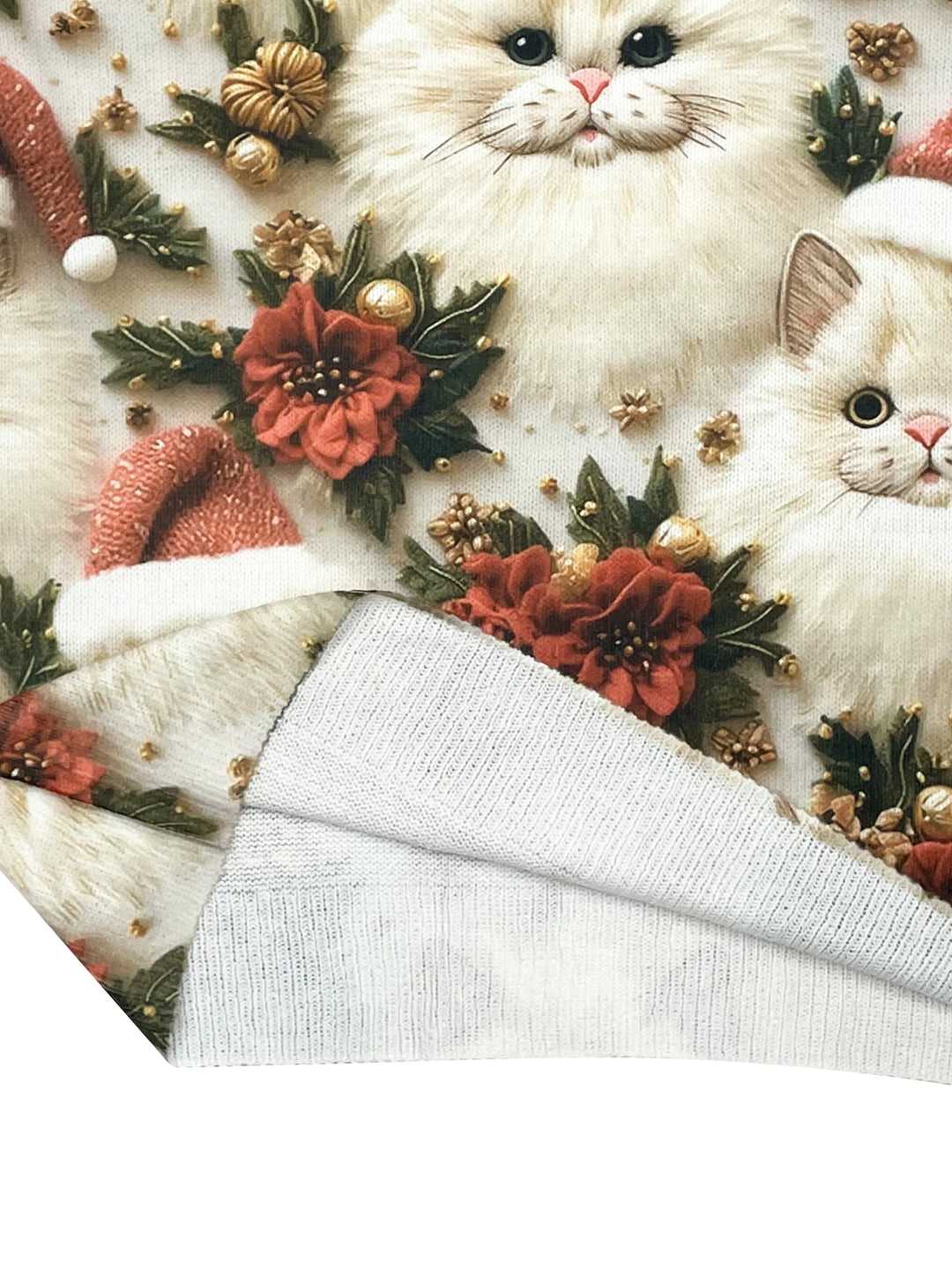 Damen Weihnachtspullover mit Katzenmotiv, langen Ärmeln, aus weichem Baumwollmix für Komfort und Wärme an kalten Tagen.