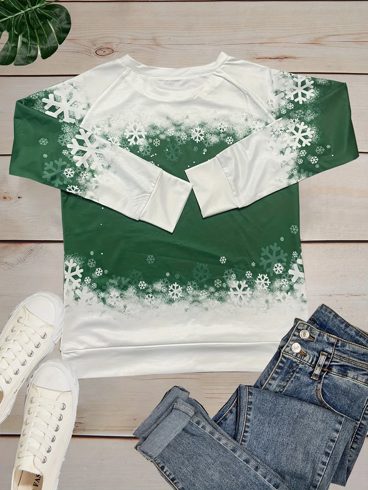 Damen Weihnachtspullover aus Baumwolle mit niedlichem Katzenmotiv und Rundhalsausschnitt, ideal für die Festtage.