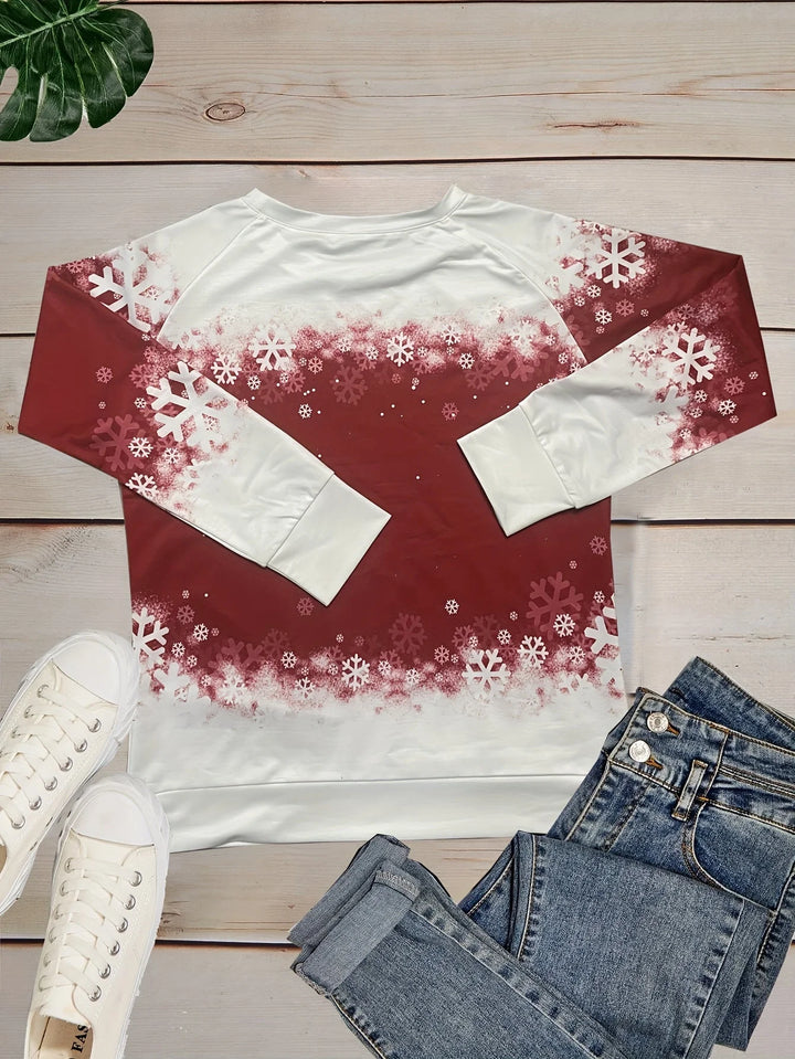 Damen Weihnachtspullover aus Baumwolle mit Katzenmotiv und Rundhalsausschnitt, ideale winterliche Freizeitkleidung.