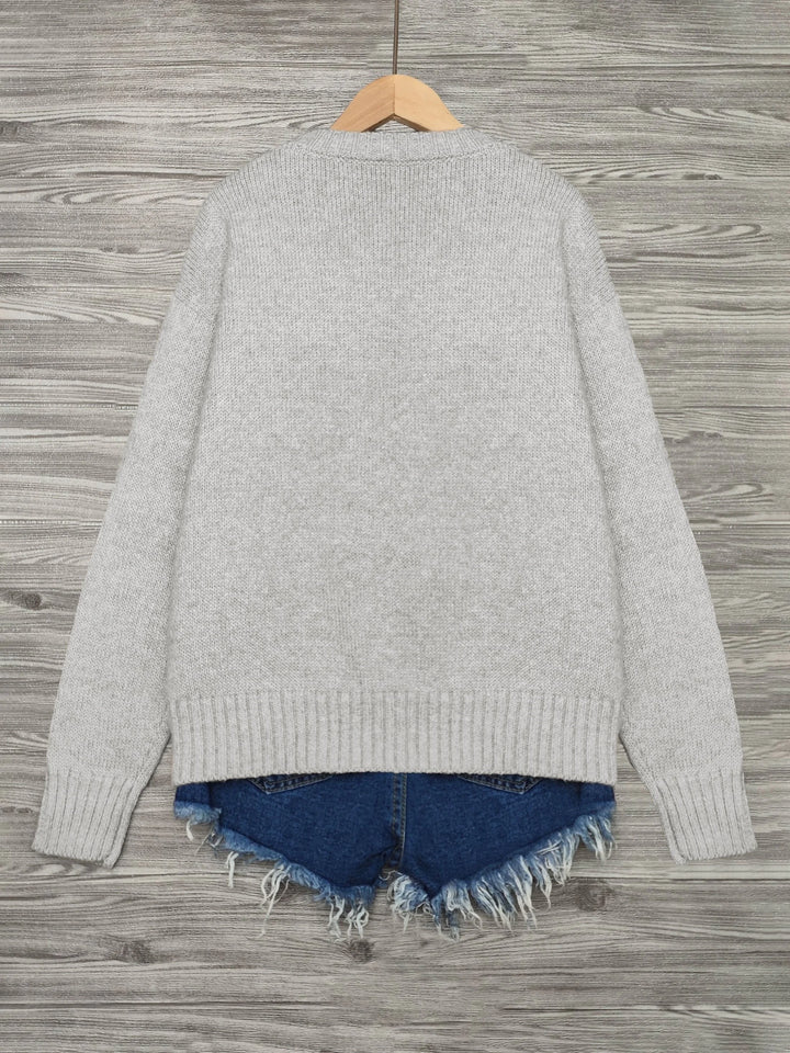 Damen Weihnachtspullover aus weichem Material mit Schneemannmotiv und Rundhalsausschnitt, ideal für die Festtagszeit.