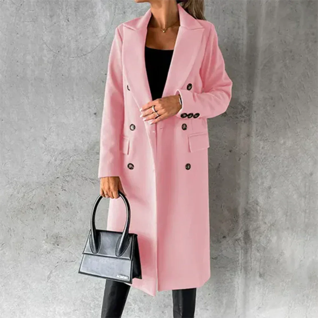Rosa Damen Winter Trench Mantel mit Knopfleiste, aus wärmendem Material, langes Design mit klassischem Schnitt und eleganten…