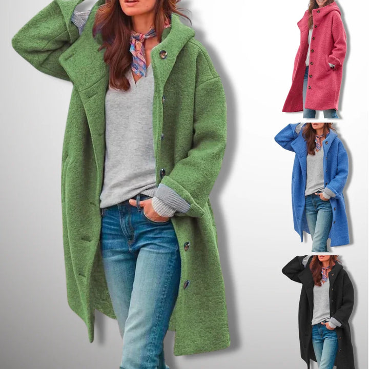 Damen Wintermantel aus Fleece mit Knopfleiste und Seitentaschen