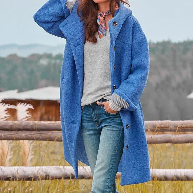 Damen Wintermantel aus Fleece mit Knopfleiste und Seitentaschen