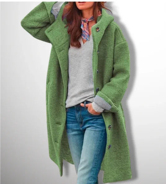 Damen Wintermantel aus Fleece mit Knopfleiste und Seitentaschen