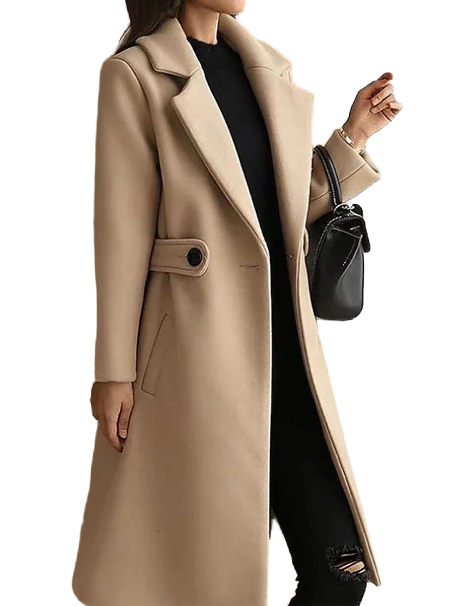 Damen Wintermantel Mit Gürtel und Modischem Kragen