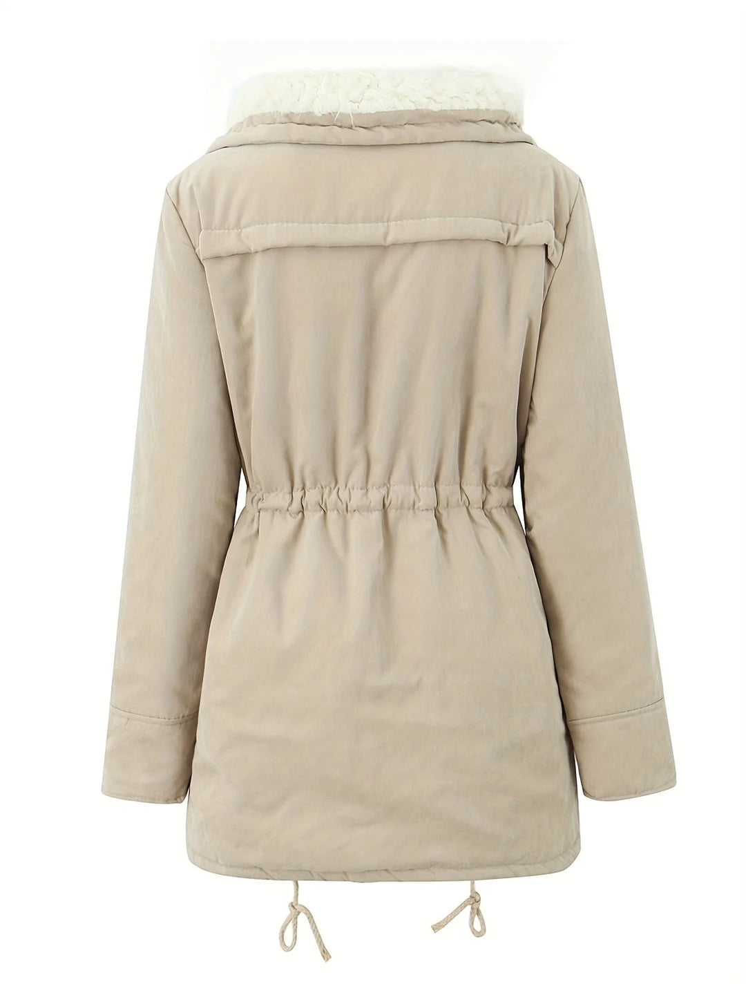 Damen Wintermantel mit Kapuze, weiches Innenfutter, praktische Taschen und warmer Stoff für kalte Tage.