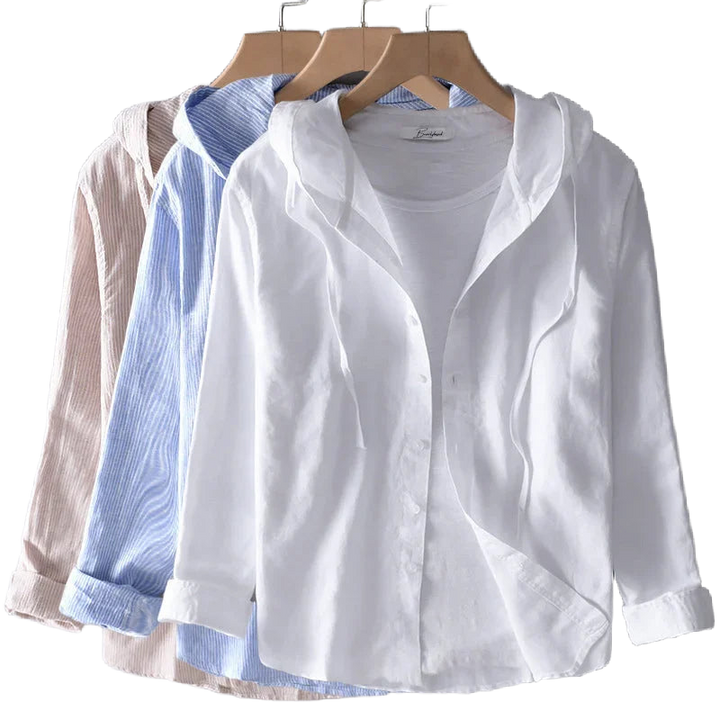 Damen Zip Hoodie mit Kapuze und leichtem Streifenmuster