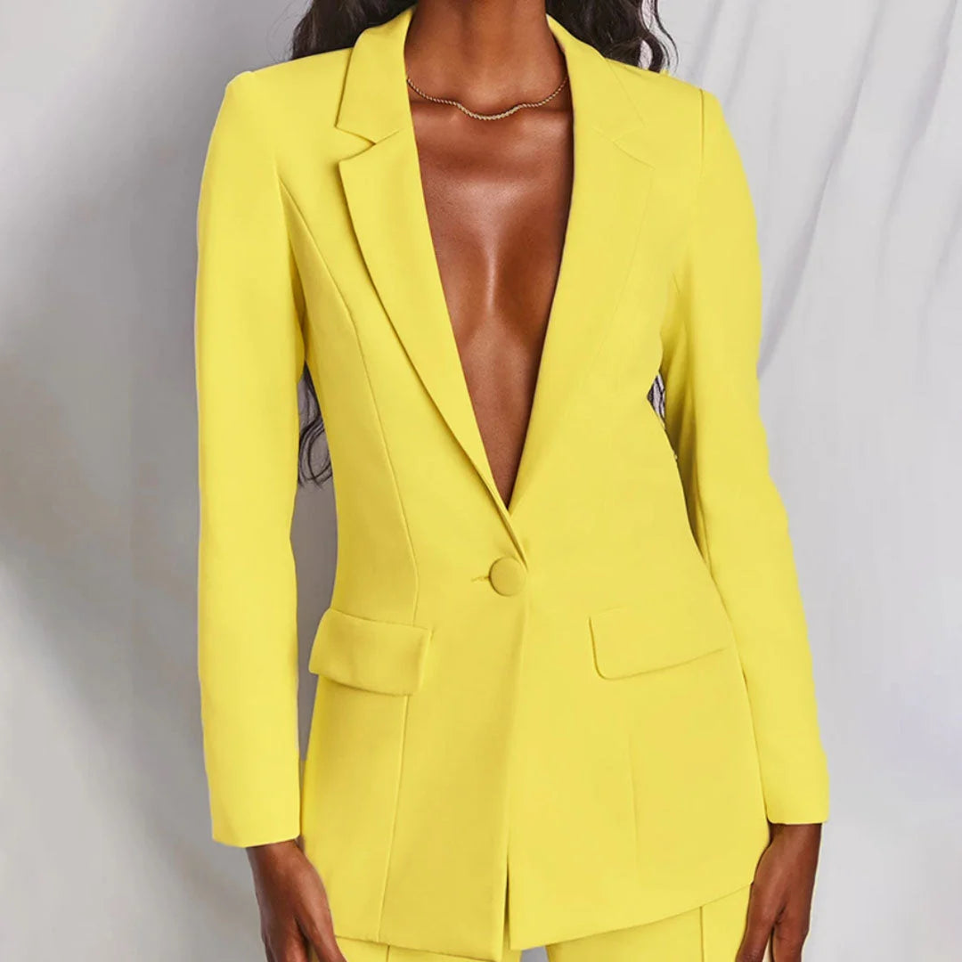 Damen Zweiteiliger Anzug mit Einzelknopf in elegantem Design und hochwertigem Material.
