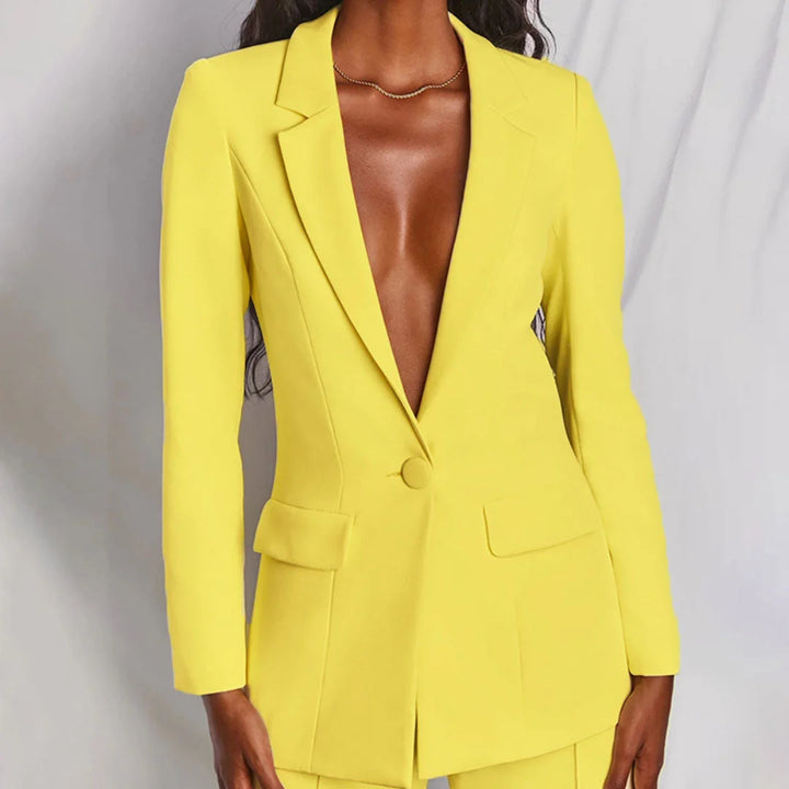 Damen Zweiteiliger Anzug mit Einzelknopf in elegantem Design und hochwertigem Material.