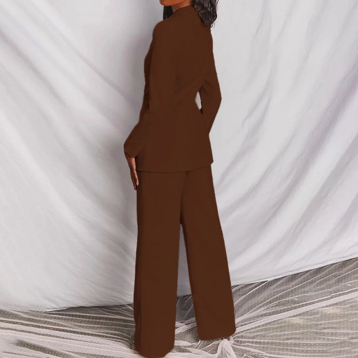 Zweiteiliger Damenanzug mit Einzelknopf, schicker Blazer und Hose, klassisches Design, perfekt für formelle Anlässe.